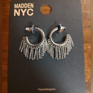 Silver Fringe Hoop Earrings